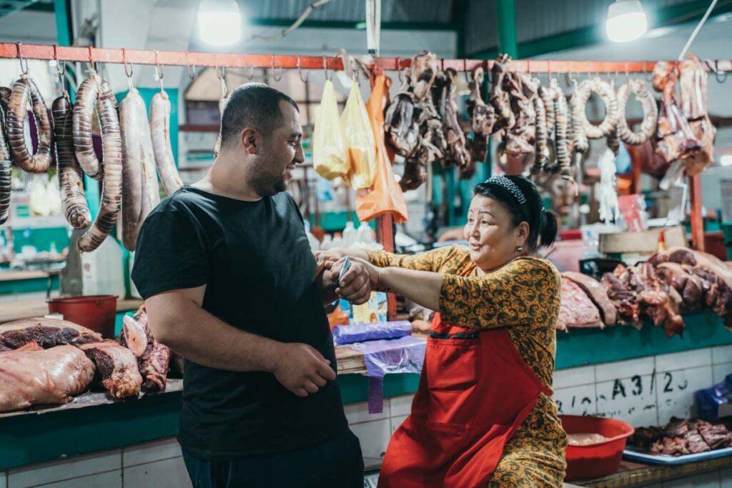People in bazaar in Kazakhstan