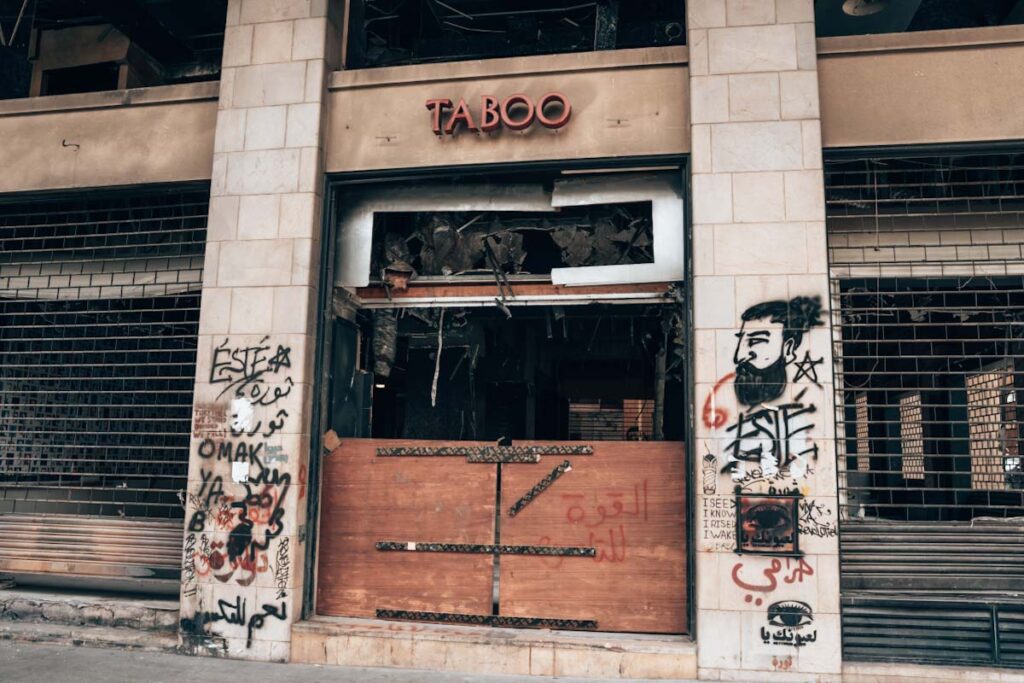 Destroyed bar in Beirut