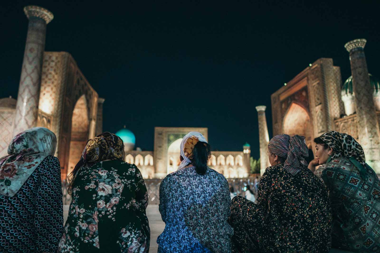 Samarkand old town during night